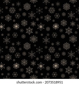 Seamless Christmas pattern snowflakes. .Black background . Seamless  backgrounds design. Vector illustration.Merry Christmas Corporate Holiday cards