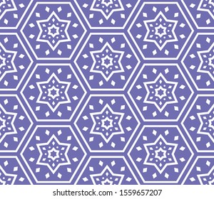 Seamless Christmas Pattern with Snowflakes, Crystals and Stars. Endless Geometric Shape.