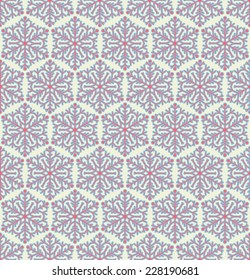 Seamless Christmas pattern with snowflakes. Geometric pattern in bright colors. Vector illustration