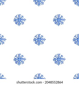 seamless Christmas pattern with snowflakes on a white background. Vector illustration. 