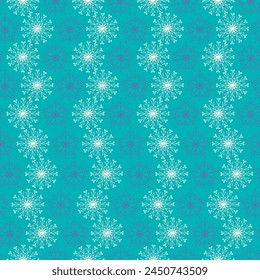 Seamless Christmas pattern with snowflakes on blue background. Winter decoration, frosty weather.