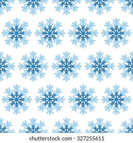 Seamless Christmas pattern of snowflakes on white background. New year holidays gift paper print. Vector illustration.