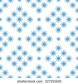 Seamless Christmas pattern of snowflakes on white background. New year holidays gift paper print. Vector illustration.