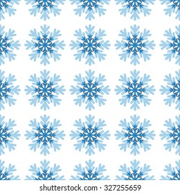 Seamless Christmas pattern of snowflakes on white background. New year holidays gift paper print. Vector illustration.