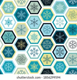Seamless Christmas pattern with Snowflakes. Scandinavian style.  Winter Seamless pattern.  