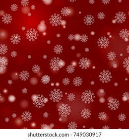 seamless christmas pattern. Snowflakes and sparkles on a red background