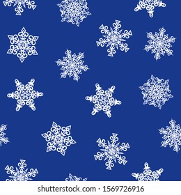 Seamless christmas pattern with snowflakes. Winter background for graphic design of packaging, backgrounds or banners. Vector stock illustration.