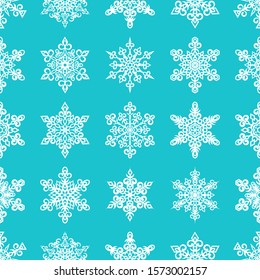 Seamless christmas pattern with snowflakes. Winter background for graphic design of packaging, backgrounds or banners. Vector stock illustration.