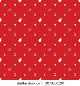 Seamless Christmas pattern with snowman,christmas bells,gift boxes,christmas tree.Red background . Abstract  backgrounds design. Vector illustration.Merry Christmas Corporate Holiday cards 