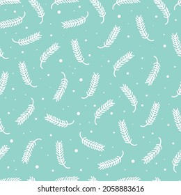 Seamless Christmas pattern with spruce branches and snow. Merry Christmas. Surface design for textile, fabric, wallpaper, wrapping, gift wrap, paper, scrapbook and packaging. Vector illustration.