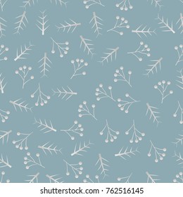 Seamless Christmas pattern with spruce branches. berries  Vector illustration.