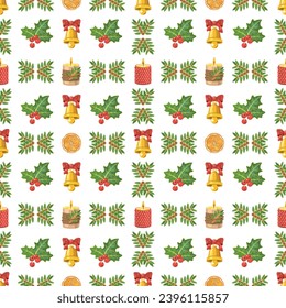 Seamless Christmas pattern. Square vector illustration on the theme of Christmas and New Year.