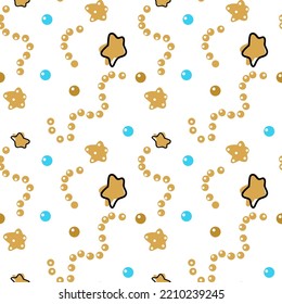 Seamless Christmas pattern of stars and balls. Print for printing on packaging paper, fabric.