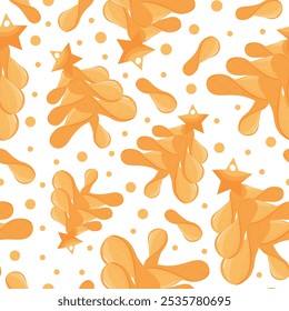 seamless christmas pattern with stylized christmas tree made of potato chips and star on top for different holiday posters or designs