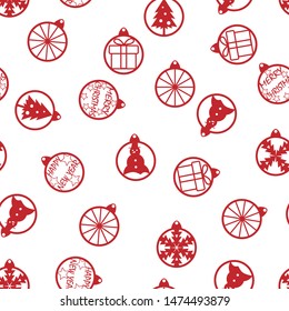 Seamless Christmas pattern with Christmas symbols for design, Wallpaper, material, packaging