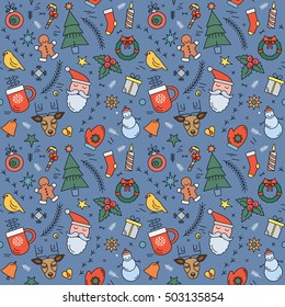 
Seamless Christmas pattern with Christmas symbols for gift boxes, packaging and design. Easy to use for your business. flat vector illustration
