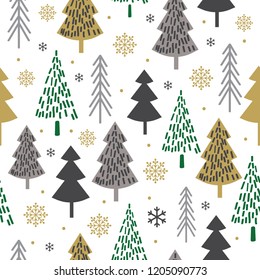 Seamless Christmas pattern with tree design, Christmas background, decorative paper, suitable for gift wrap, wallpaper, vector illustration