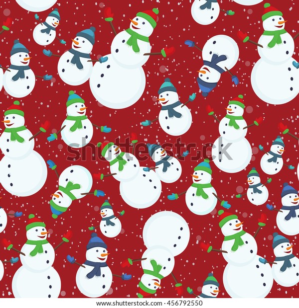 Seamless Christmas Pattern Christmas Tree Snowman Stock Vector (Royalty ...