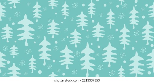 Seamless Christmas pattern with Christmas trees. Modern flat design that can be used for printed materials, textiles, banners