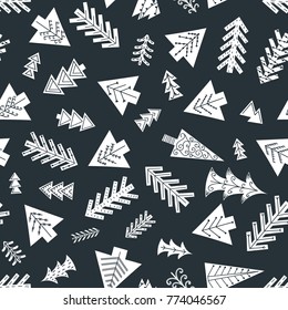 Seamless Christmas pattern in trendy Scandinavian style. Design element for modern and original festive textile, gift wrap, wall art, background, paper packaging, wrapping paper. Vector illustration.