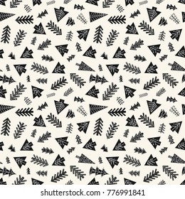 Seamless Christmas pattern in trendy Scandinavian style. Design element for modern and original festive textile, gift wrap, wall art, background, paper packaging, wrapping paper. Vector illustration.