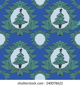 Seamless Christmas pattern. Vector background. Hand drawn.