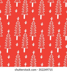 Seamless Christmas pattern. Vector colorful background. Hand drawn.