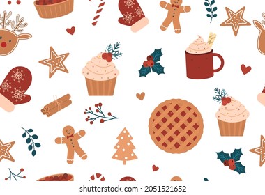 Seamless Christmas pattern. Vector illustration