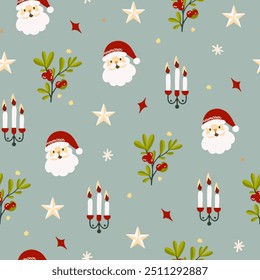 Seamless Christmas pattern. Vector isolated background for wrapping, paper, banners.