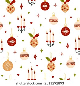 Seamless Christmas pattern. Vector isolated background for wrapping, paper, banners.