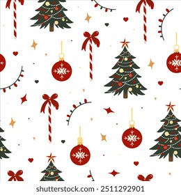 Seamless Christmas pattern. Vector isolated background for wrapping, paper, banners.