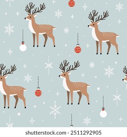 Seamless Christmas pattern. Vector isolated background for wrapping, paper, banners.
