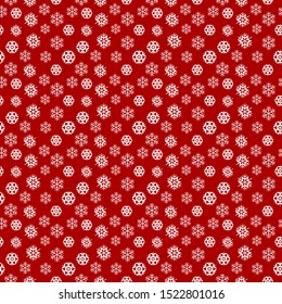seamless Christmas pattern with white snowflakes on red background. Vector illustration.
