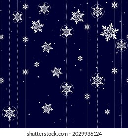 Seamless christmas pattern with white snowflakes.