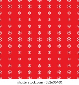 Seamless Christmas pattern of white snowflakes in garlands on red background. New year holidays gift paper print. Vector illustration.