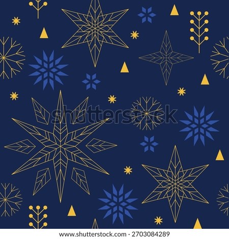 Seamless Christmas pattern, xmas background, Christmas stars and snowflakes