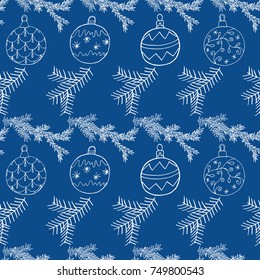 Seamless Christmas pattern with Xmas hand drawn icons celebration design vector illustration 