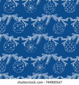 Seamless Christmas pattern with Xmas hand drawn elements winter design vector illustration 