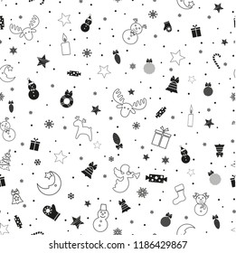 seamless christmas pattern,christmas icons, christmas-tree decorations, pattern for greeting cards, flat vector illustration