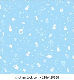 seamless christmas pattern,christmas icons, christmas-tree decorations, pattern for greeting cards, flat vector illustration