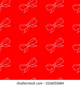 Seamless Christmas patterns with bows on red background. Perfect for printing on fabric and paper or scrap booking. Vector graphics
