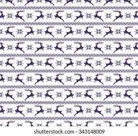 Seamless christmas patterns with deers and snow. Winter holiday backgrounds. Seamless pattern with purple and white colors. Used for  wrap, textile, paper. Merry Christmas and Happy New Year.