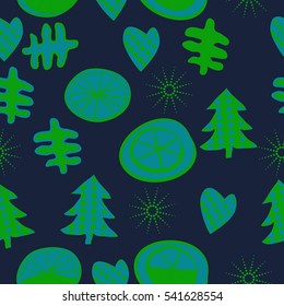 Seamless with Christmas  patterns. Hand drawn.