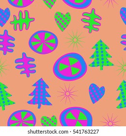 Seamless with Christmas  patterns. Hand drawn.