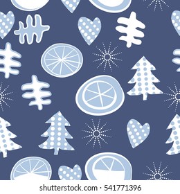 Seamless with Christmas  patterns. Hand drawn.