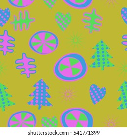 Seamless with Christmas  patterns. Hand drawn.