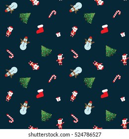 Seamless Christmas patterns. New Year background. Vector Illustration. Santa Claus pattern