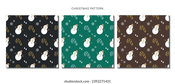 Seamless Christmas Patterns. Simple, Minimalist Designs. Vector illustration