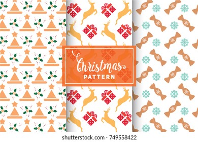Seamless Christmas Patterns. Simple, Minimalist Designs. EPS 10, Vector Objects.