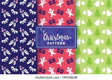 Seamless Christmas Patterns. Simple, Minimalist Designs. EPS 10, Vector Objects.